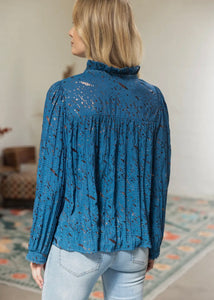 Pintucked Scallop Trim Detail Top