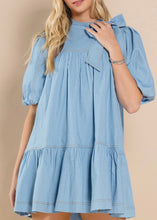 Load image into Gallery viewer, Removable Bow Denim Dress
