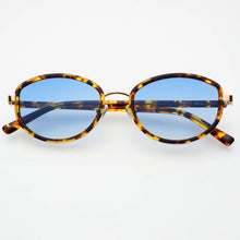 Load image into Gallery viewer, Jordan Acetate Oval Sunglasses - Yellow Tortoise/Blue
