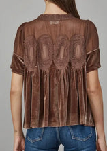 Load image into Gallery viewer, Lace Detail Babydoll Velvet Top
