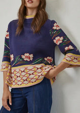 Load image into Gallery viewer, Navy Combo Print Mock Neck Sweater
