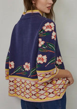 Load image into Gallery viewer, Navy Combo Print Mock Neck Sweater
