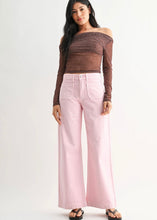 Load image into Gallery viewer, Pink Micro Patch Pocket Wide Leg Jean
