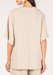 Sand Linen Collared Top