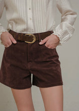 Load image into Gallery viewer, Rum Suede High Rise Shorts
