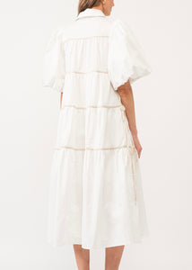 White and Cream Midi Dress