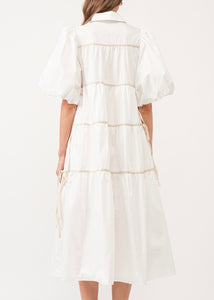 White and Cream Midi Dress