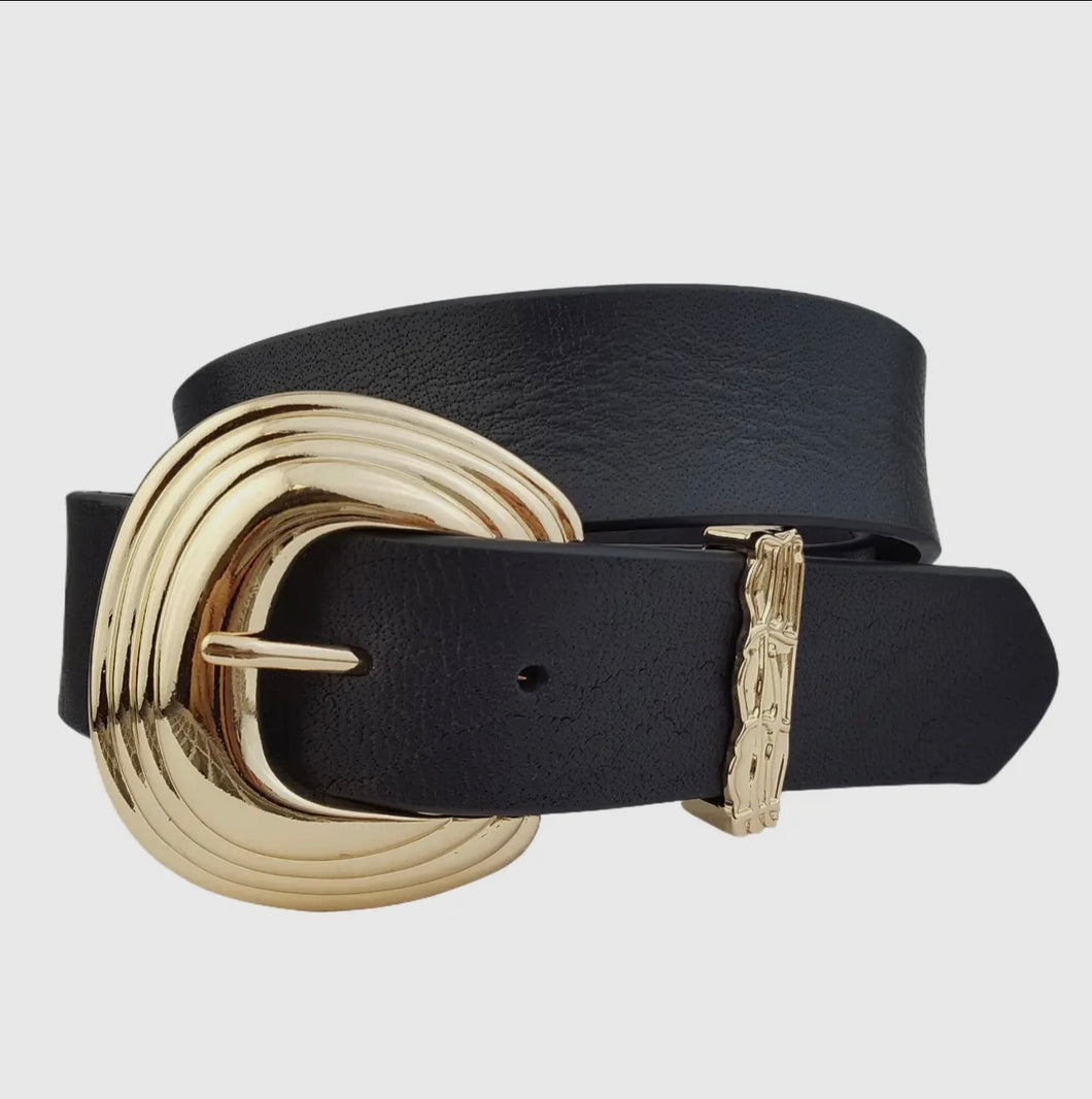 Shiny Gold Buckle Genuine Leather Belt
