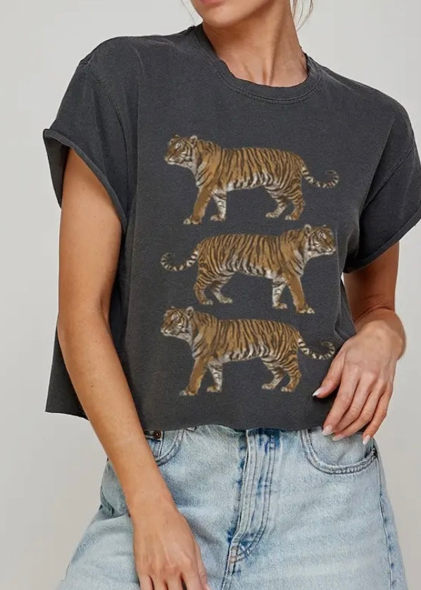 Black Walking Tiger Tee