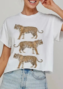 White Walking Tigers Tee