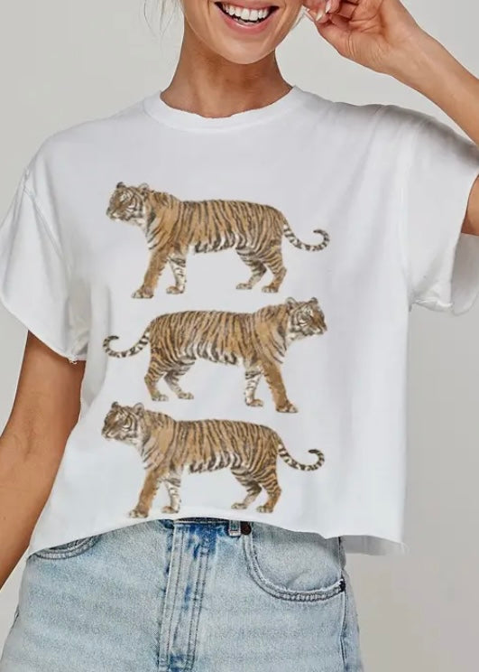 White Walking Tigers Tee