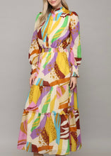 Load image into Gallery viewer, Abstract Print Button Front Maxi Dress
