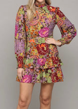 Load image into Gallery viewer, Floral Belted Ruffle Hem Dress
