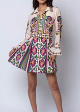 Load image into Gallery viewer, Printed Mini Shirt Dress With Pleats
