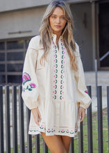 Load image into Gallery viewer, Embroidered Pintuck Shirt Mini Dress
