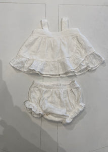 Kids White Embroidered Two Piece Set