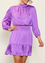 Load image into Gallery viewer, Purple Smocked Waist Dress
