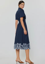 Load image into Gallery viewer, Embroidered Button Down Belted Midi Dress
