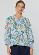 Load image into Gallery viewer, Paisley Printed Contrast Trim Split Neck Blouse
