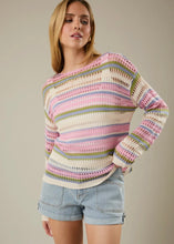 Load image into Gallery viewer, Boatneck Open Knit Stripe Sweater

