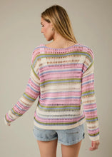 Load image into Gallery viewer, Boatneck Open Knit Stripe Sweater
