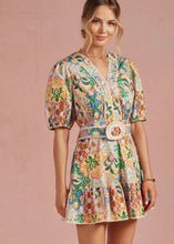 Load image into Gallery viewer, Garden Party Puff Sleeve Belted Mini Dress

