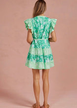 Load image into Gallery viewer, Botanical Color Block Tiered Mini Dress
