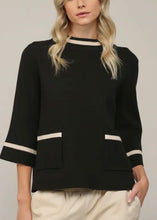 Load image into Gallery viewer, Black Contrast Lurex Yarn Mock Neck Sweater
