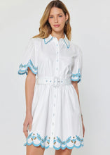 Load image into Gallery viewer, Embroidered Button Down Mini Dress With Buckle Belt
