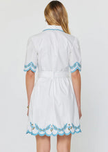 Load image into Gallery viewer, Embroidered Button Down Mini Dress With Buckle Belt
