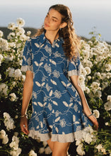 Load image into Gallery viewer, Floral Embroidered Collared Tiered Mini Dress
