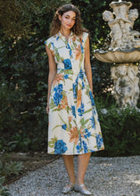 Load image into Gallery viewer, Cap Sleeve Button Down Belted Tiered Midi Dress
