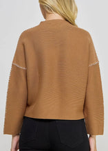 Load image into Gallery viewer, Camel Contrast Stitch Mock Neck Sweater
