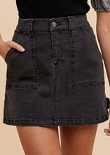 Load image into Gallery viewer, Black Cargo Stretch Denim Mini Skirt
