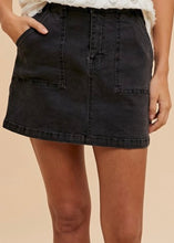 Load image into Gallery viewer, Black Cargo Stretch Denim Mini Skirt
