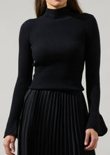 Load image into Gallery viewer, Black Bell Sleeve Mock Neck Sweater
