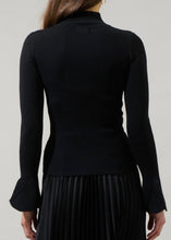 Load image into Gallery viewer, Black Bell Sleeve Mock Neck Sweater
