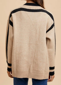 Contrast Line Sweater Cardigan