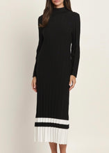 Load image into Gallery viewer, Black Color-block Mock Neck Sweater Dress
