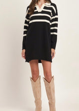 Load image into Gallery viewer, Stripe Collar Mini Sweater Dress
