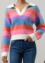 Load image into Gallery viewer, Multi Striped Collard Sweater
