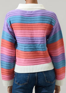 Multi Striped Collard Sweater