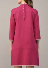 Load image into Gallery viewer, Berry Pink Contrast Mock Neck Sweater Dress
