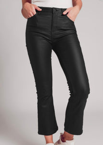 Black Faux Leather Stretch Flare Pants