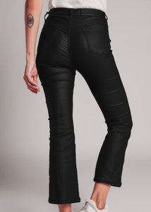 Black Faux Leather Stretch Flare Pants