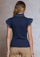 Load image into Gallery viewer, Embroidered Collared V-Neck Knit Top
