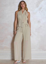 Load image into Gallery viewer, Halter Neck Sleeveless Button Down Top With Waist Tie

