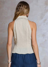 Load image into Gallery viewer, Halter Neck Sleeveless Button Down Top With Waist Tie

