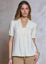 Load image into Gallery viewer, Front Contrast Tie Detail Blouse
