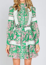 Load image into Gallery viewer, Green Floral Print Smocked Dress
